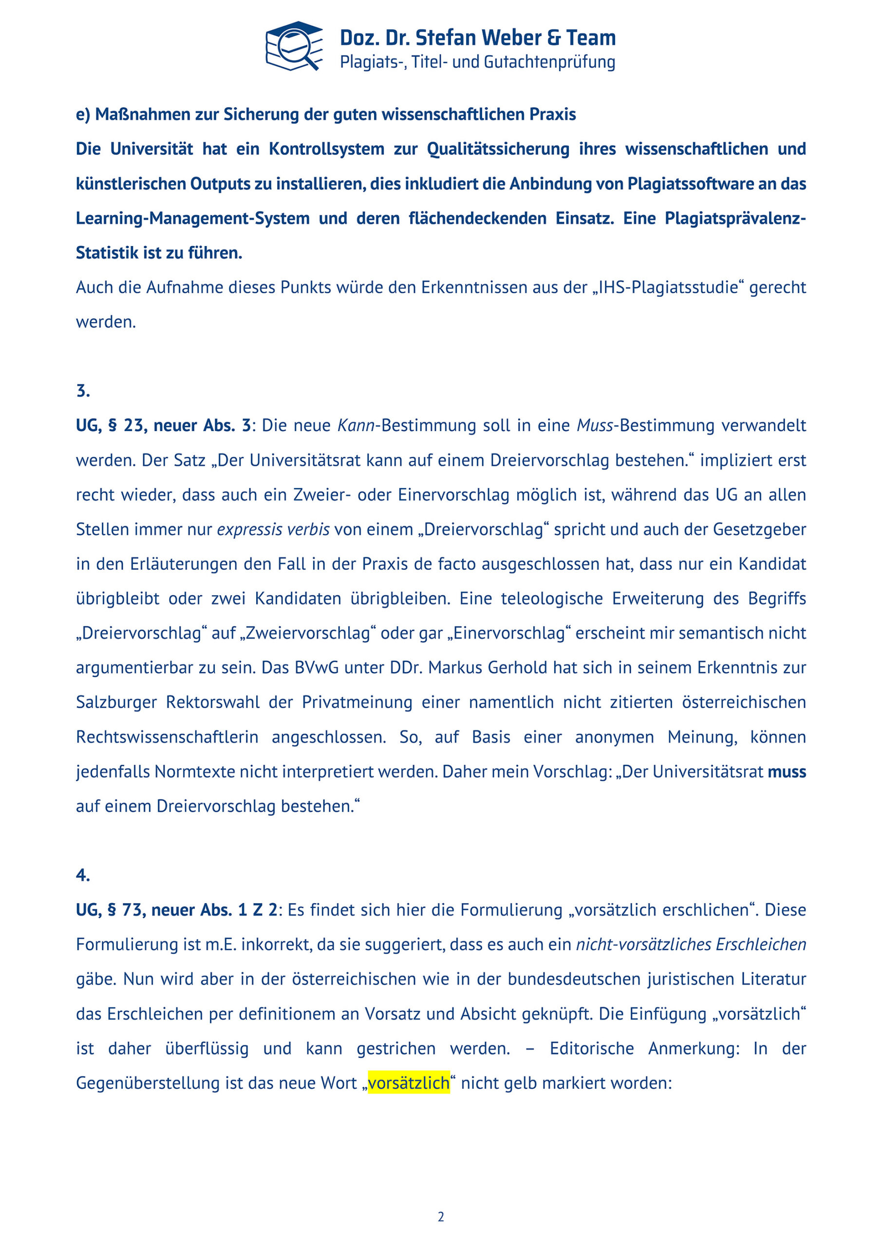 Stellungnahme Weber Hochschulpaket 2024 Seite 2