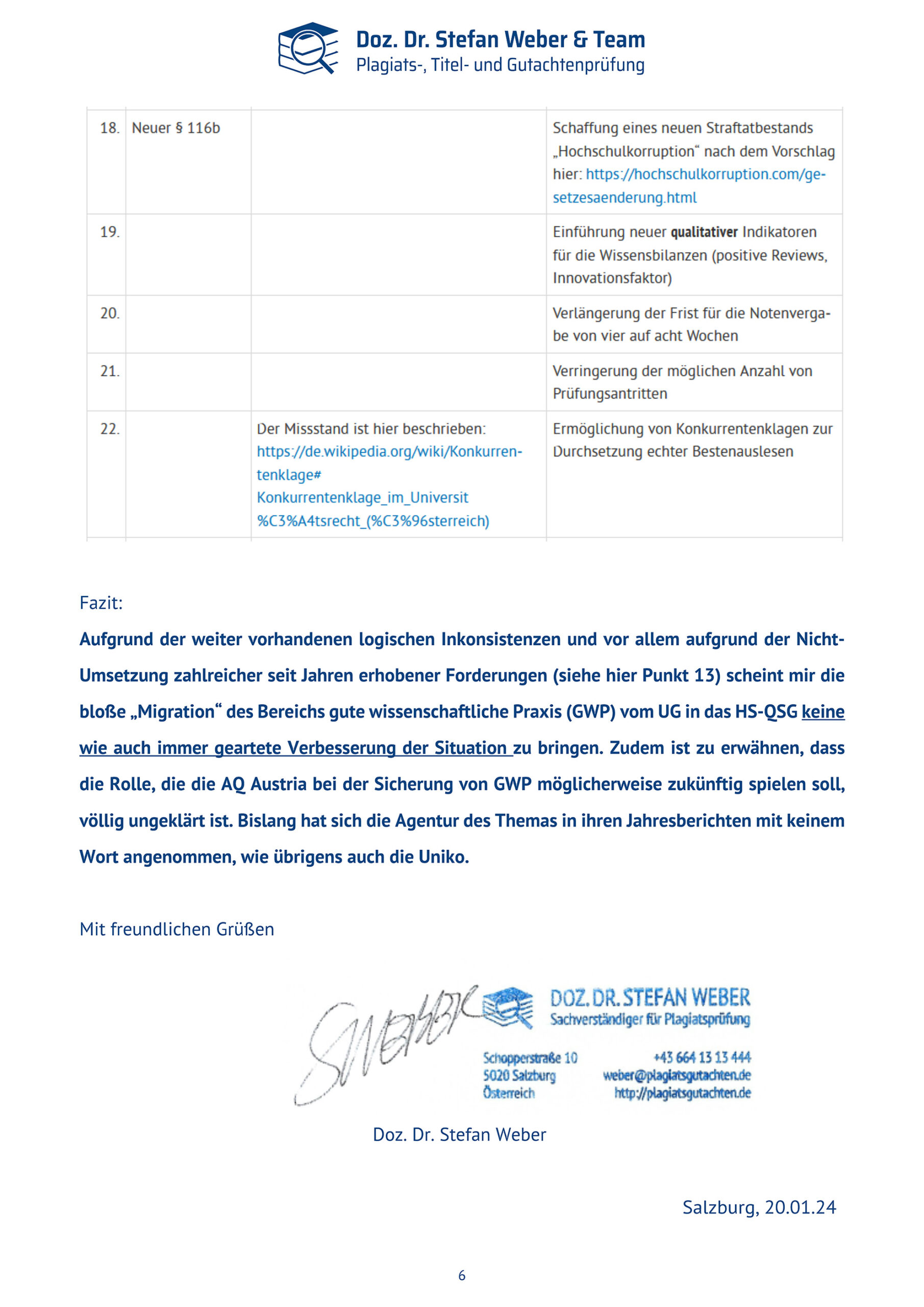 Stellungnahme Weber Hochschulpaket 2024 Seite 6