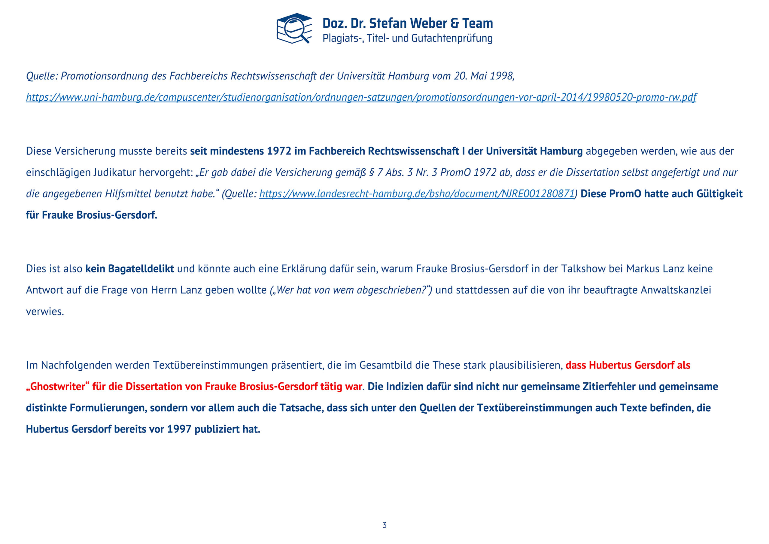 Dokumentation Ghostwriting Plagiate Doktorarbeit Frauke Brosius-Gersdorf Seite 03