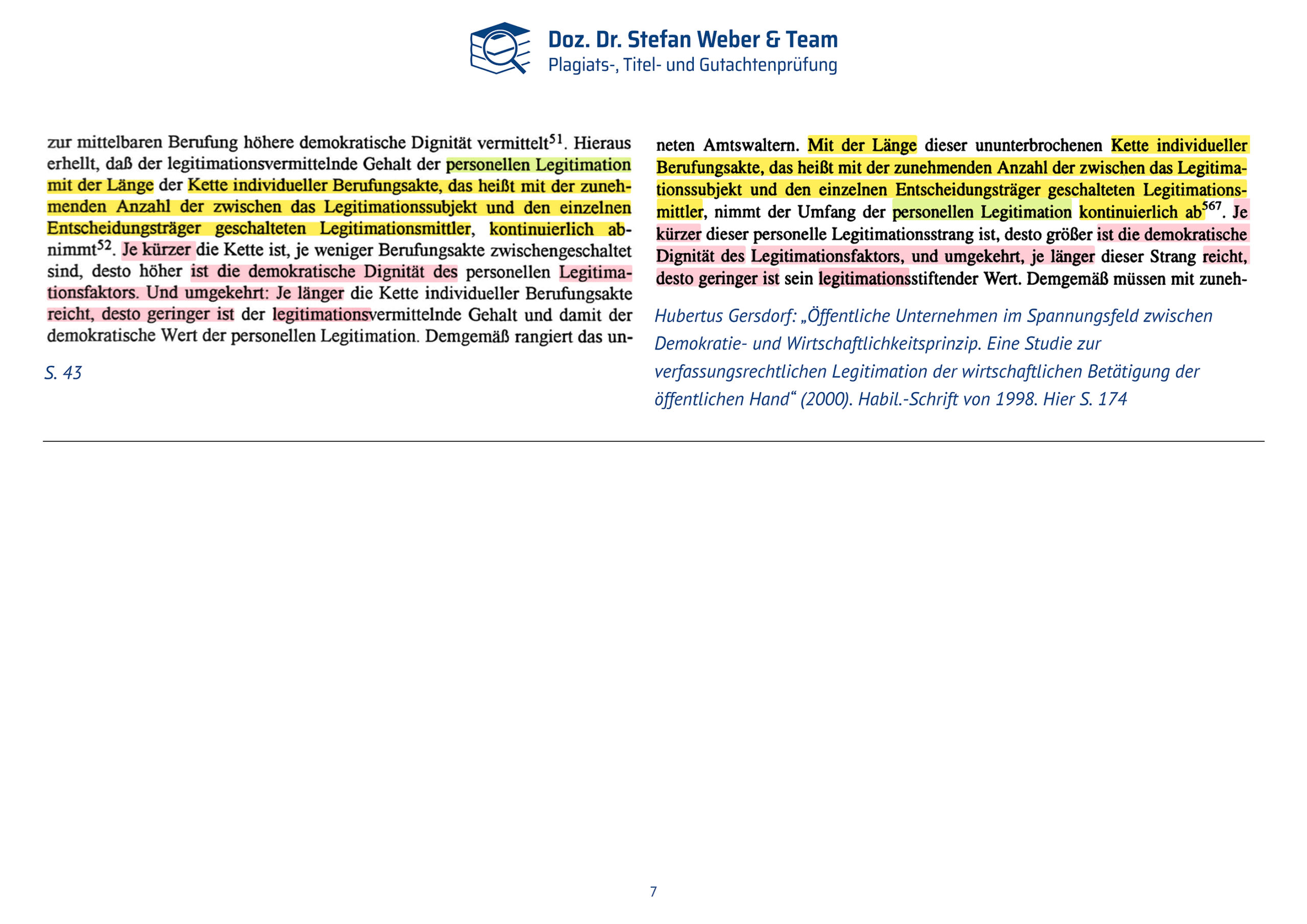 Dokumentation Ghostwriting Plagiate Doktorarbeit Frauke Brosius-Gersdorf Seite 07