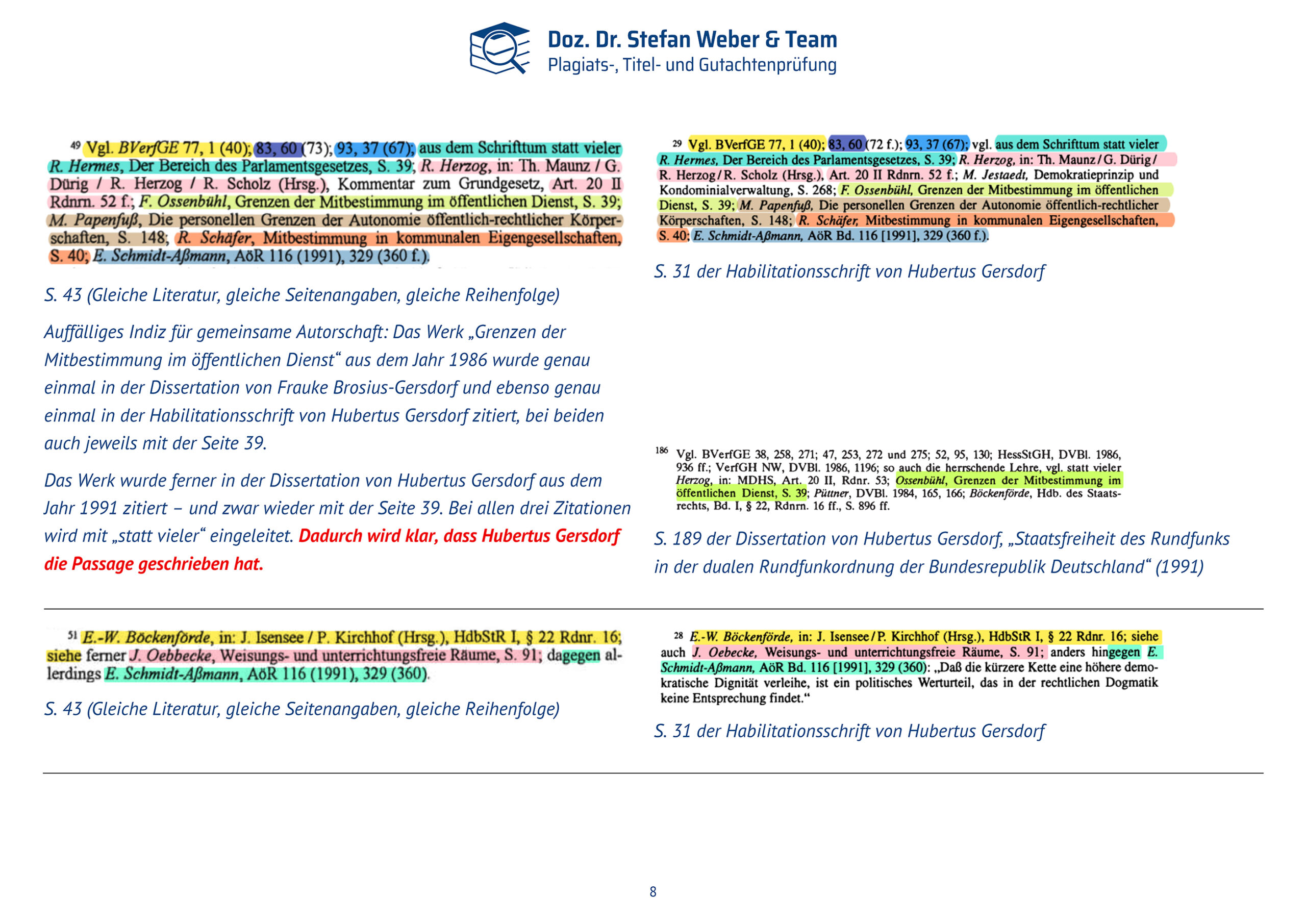 Dokumentation Ghostwriting Plagiate Doktorarbeit Frauke Brosius-Gersdorf Seite 08
