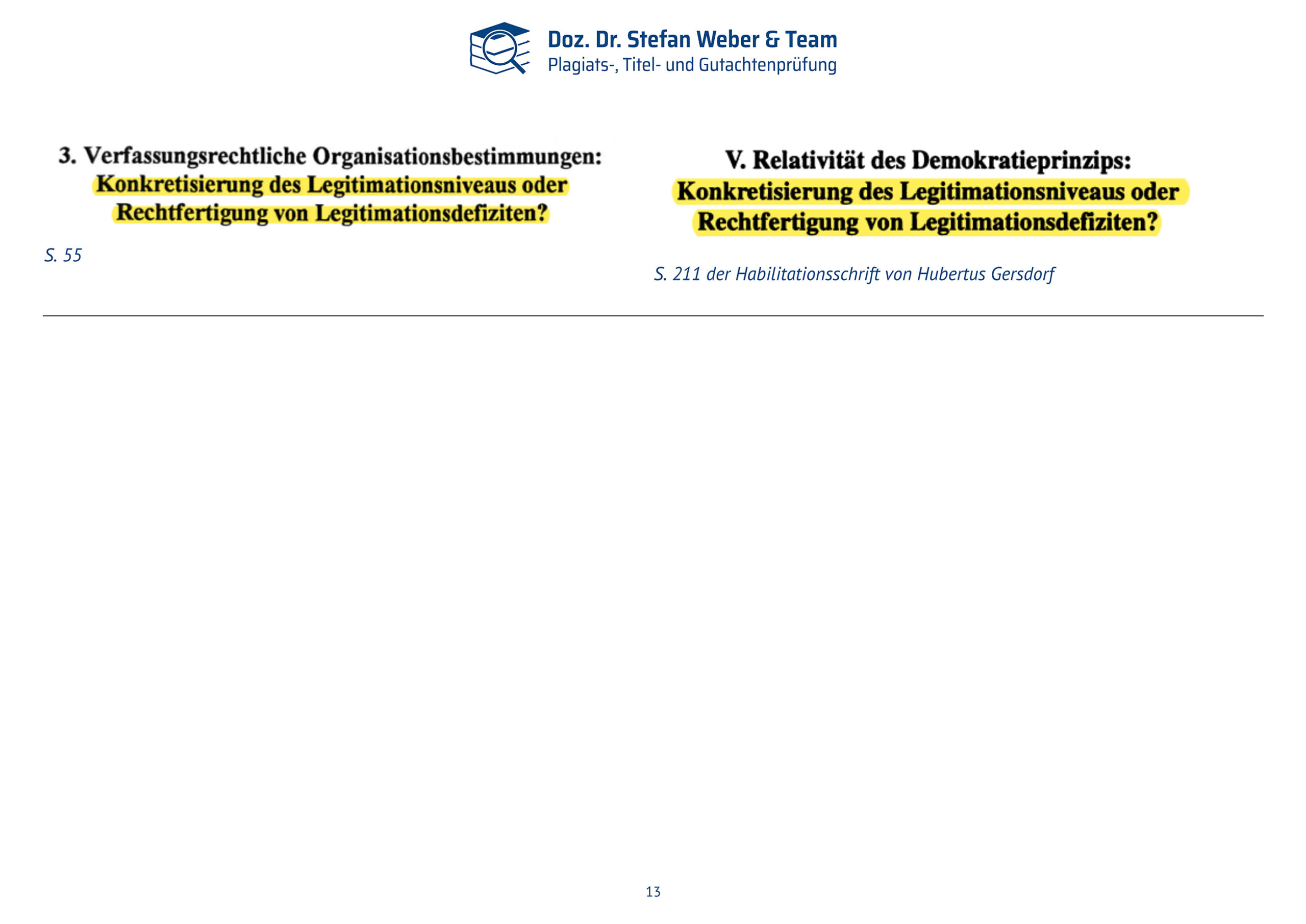 Dokumentation Ghostwriting Plagiate Doktorarbeit Frauke Brosius-Gersdorf Seite 13