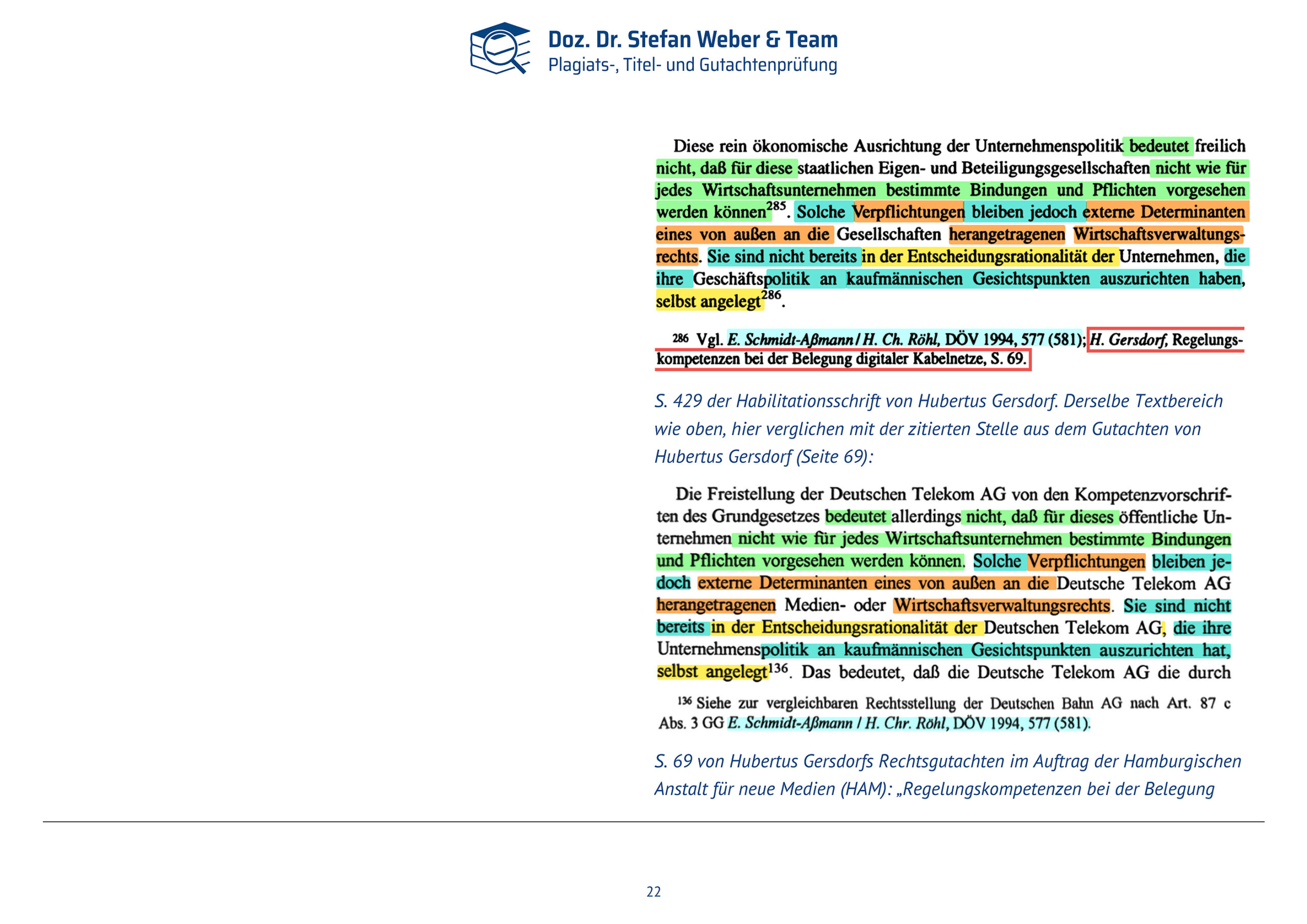 Dokumentation Ghostwriting Plagiate Doktorarbeit Frauke Brosius-Gersdorf Seite 22