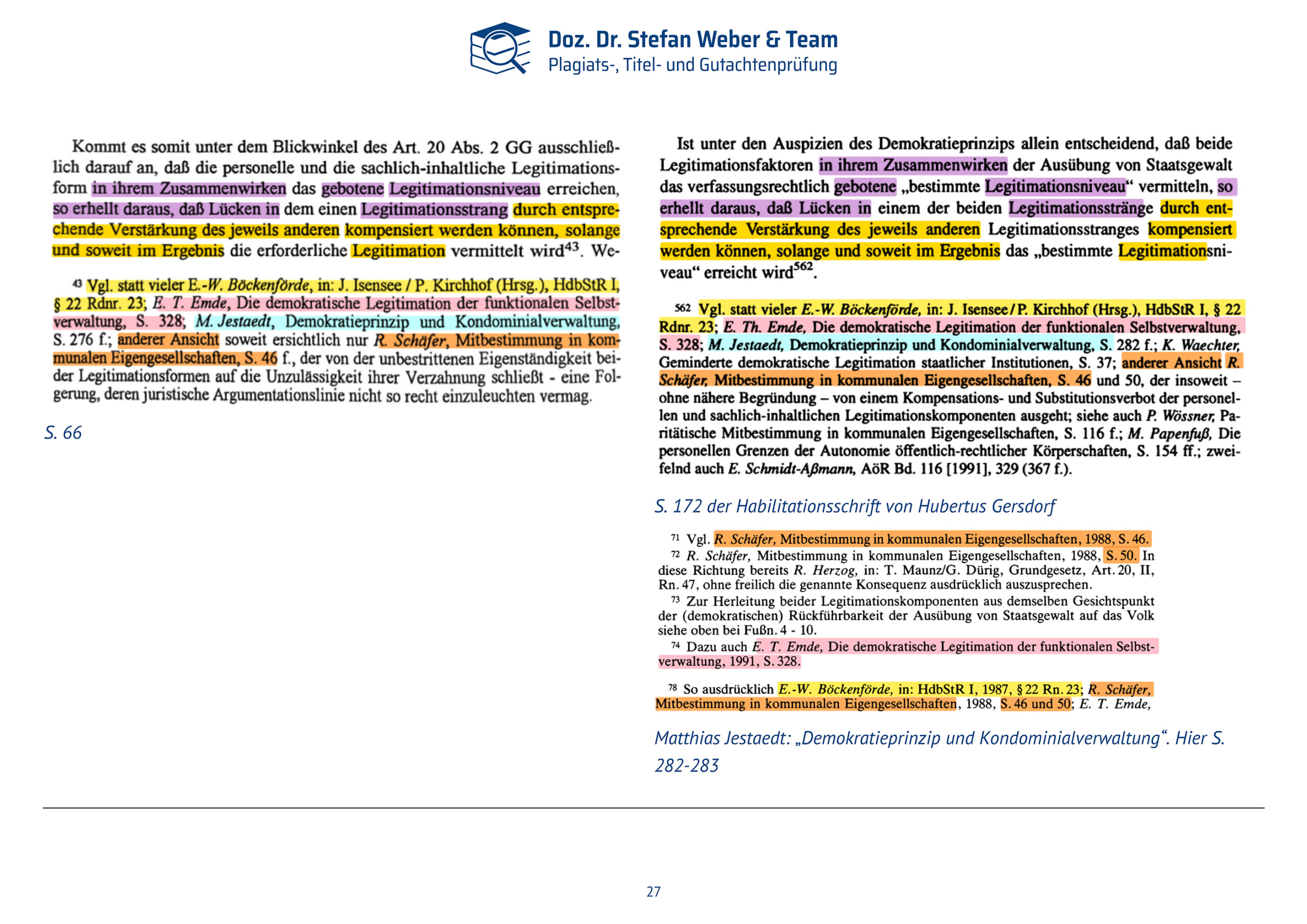 Dokumentation Ghostwriting Plagiate Doktorarbeit Frauke Brosius-Gersdorf Seite 27