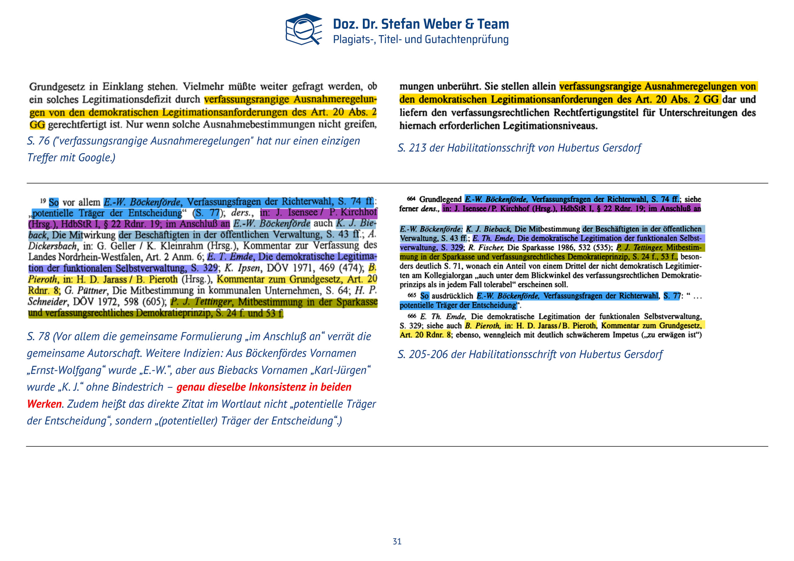 Dokumentation Ghostwriting Plagiate Doktorarbeit Frauke Brosius-Gersdorf Seite 31