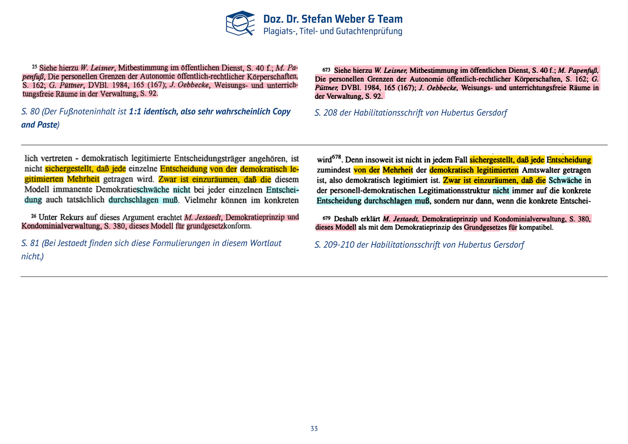 Dokumentation Ghostwriting Plagiate Doktorarbeit Frauke Brosius-Gersdorf Seite 33