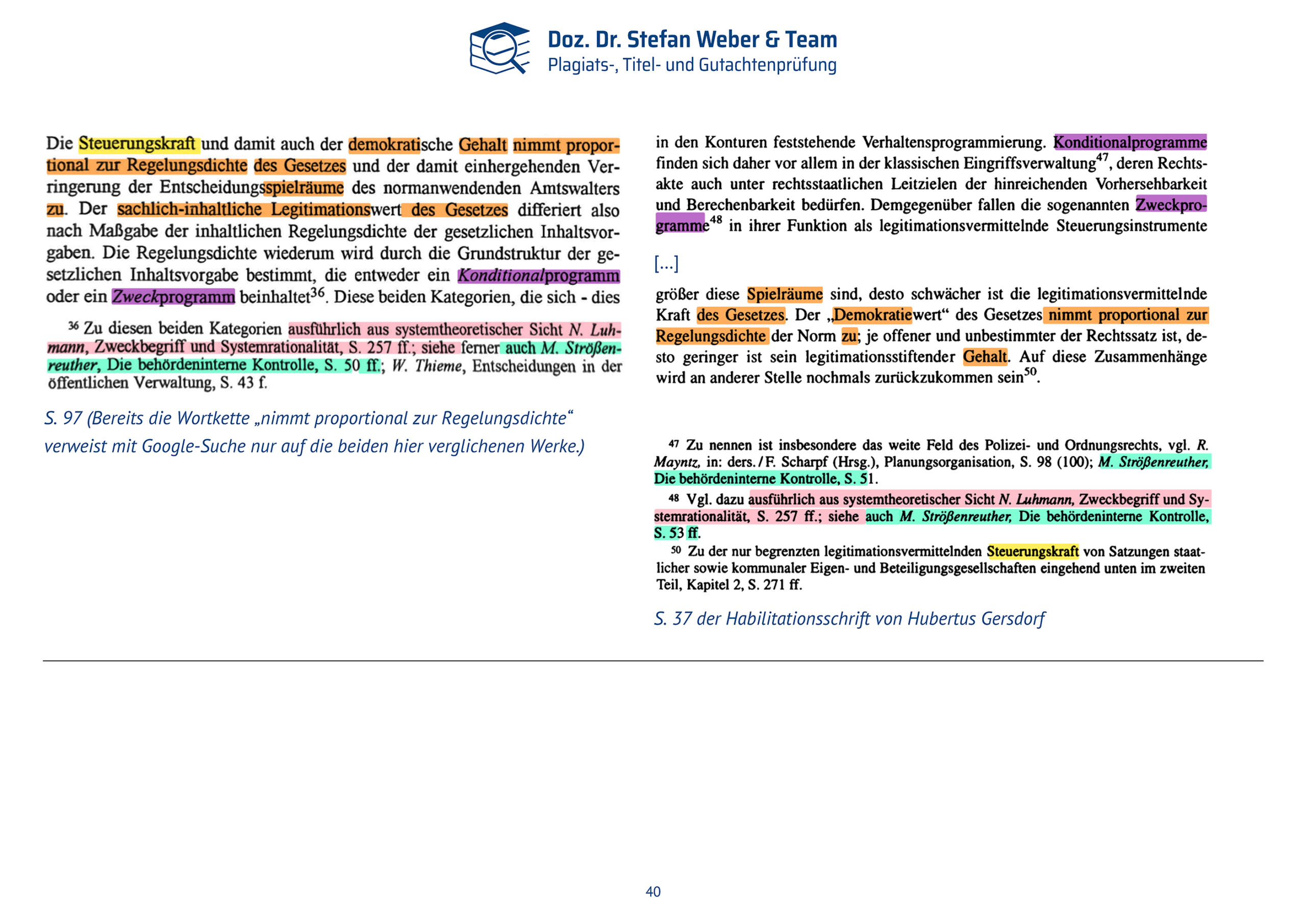 Dokumentation Ghostwriting Plagiate Doktorarbeit Frauke Brosius-Gersdorf Seite 40