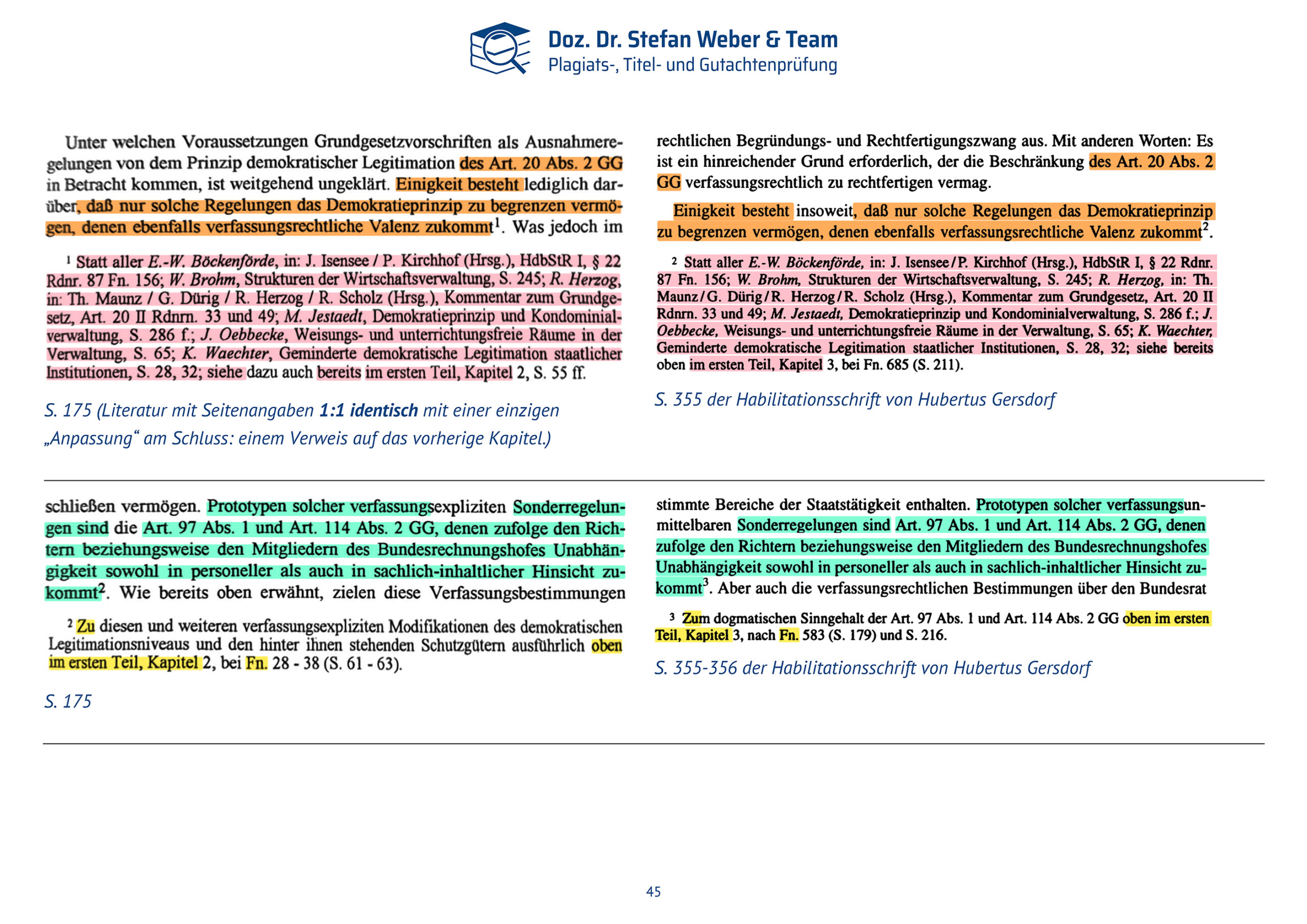 Dokumentation Ghostwriting Plagiate Doktorarbeit Frauke Brosius-Gersdorf Seite 45