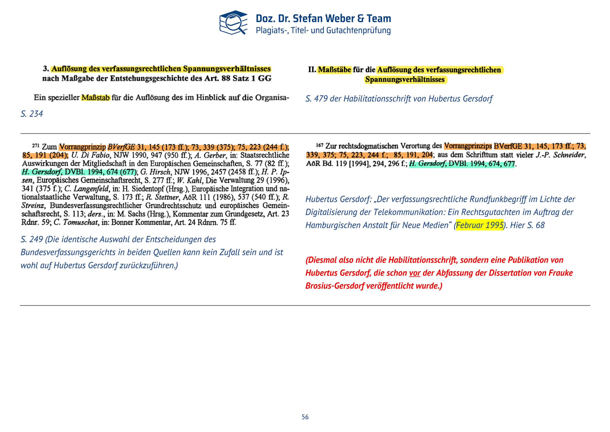 Dokumentation Ghostwriting Plagiate Doktorarbeit Frauke Brosius-Gersdorf Seite 56