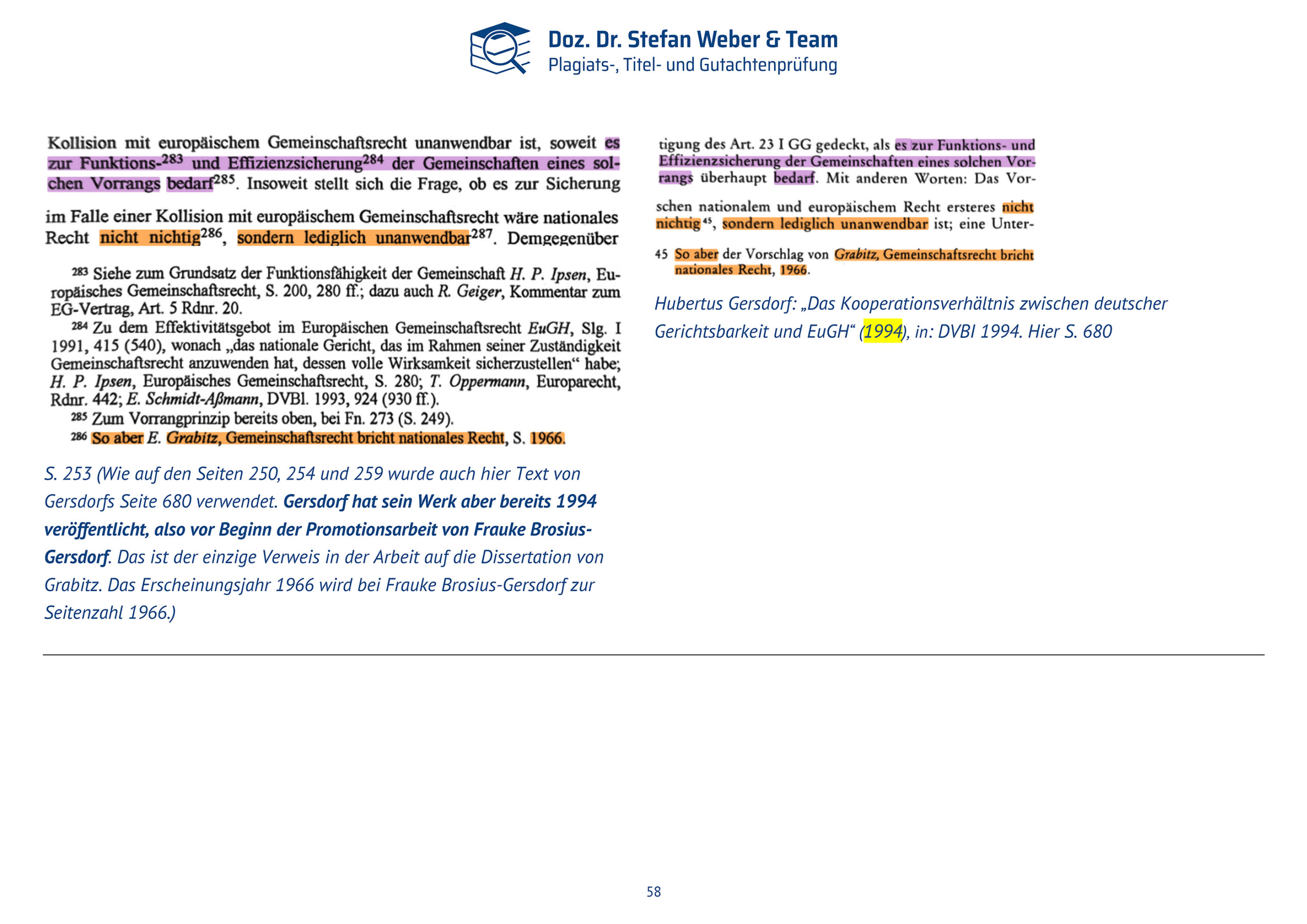 Dokumentation Ghostwriting Plagiate Doktorarbeit Frauke Brosius-Gersdorf Seite 58