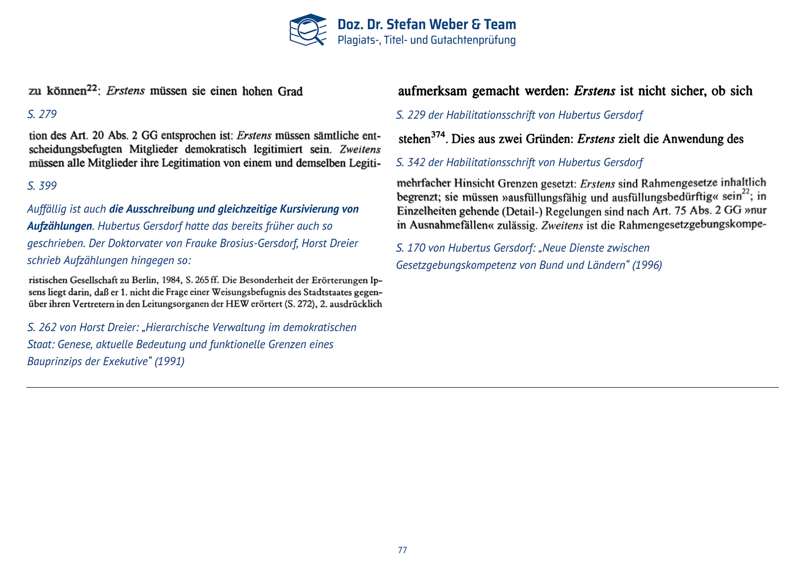 Dokumentation Ghostwriting Plagiate Doktorarbeit Frauke Brosius-Gersdorf Seite 77