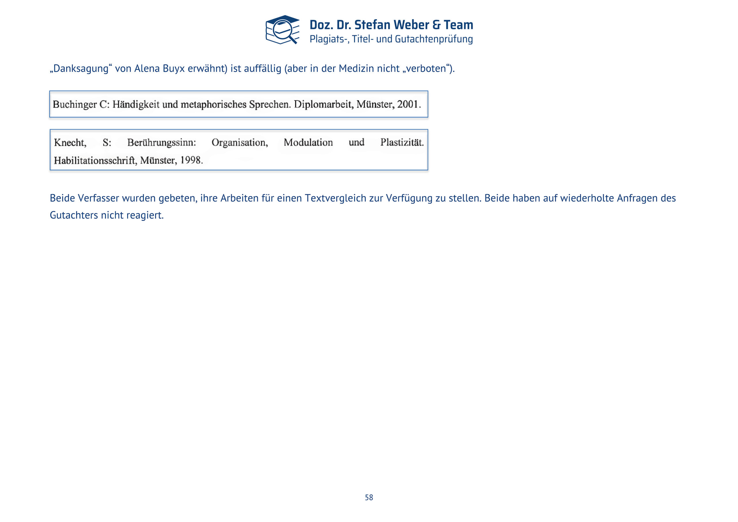 Plagiatsgutachten Doktorarbeit Alena Buyx Seite 58