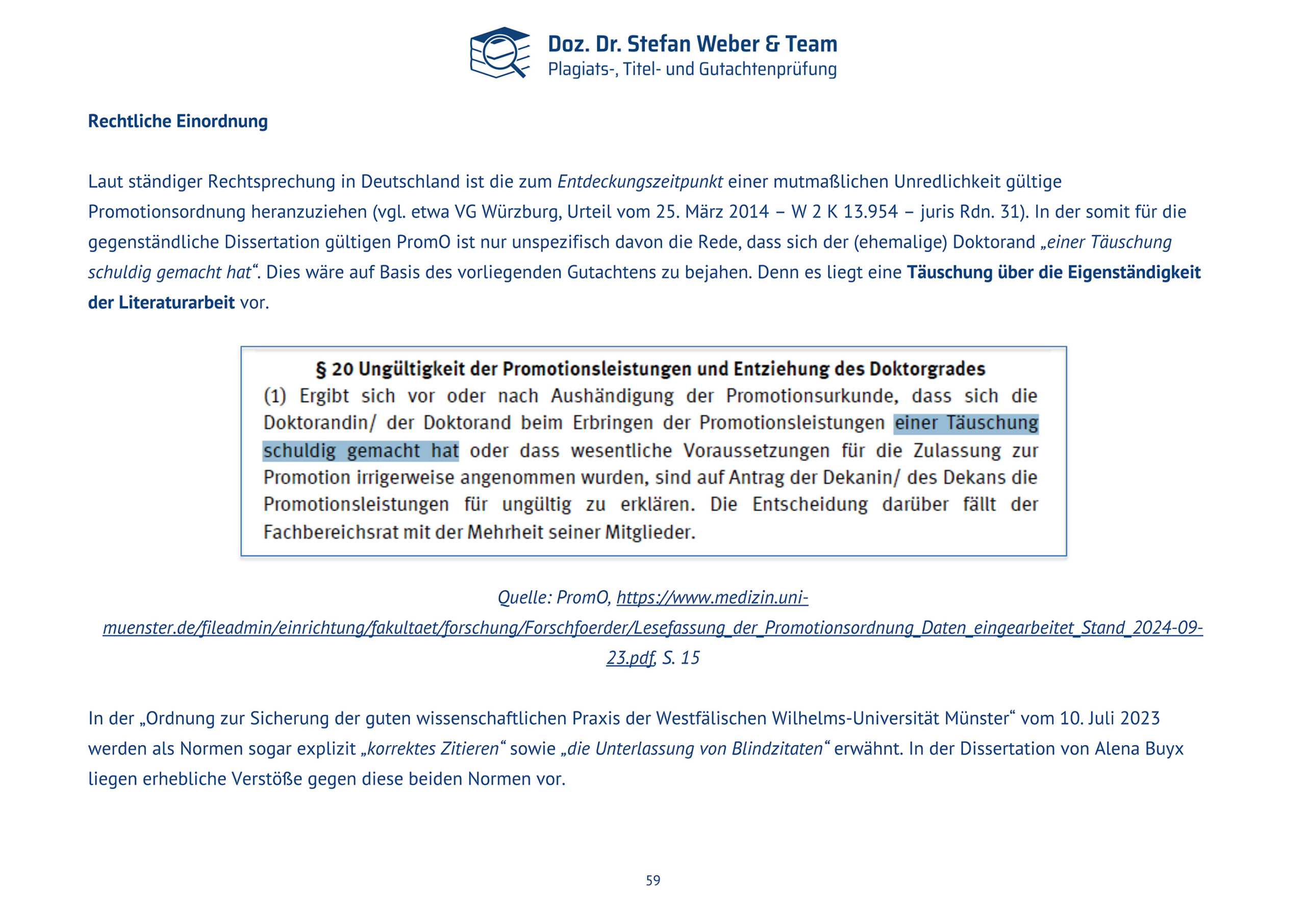 Plagiatsgutachten Doktorarbeit Alena Buyx Seite 59